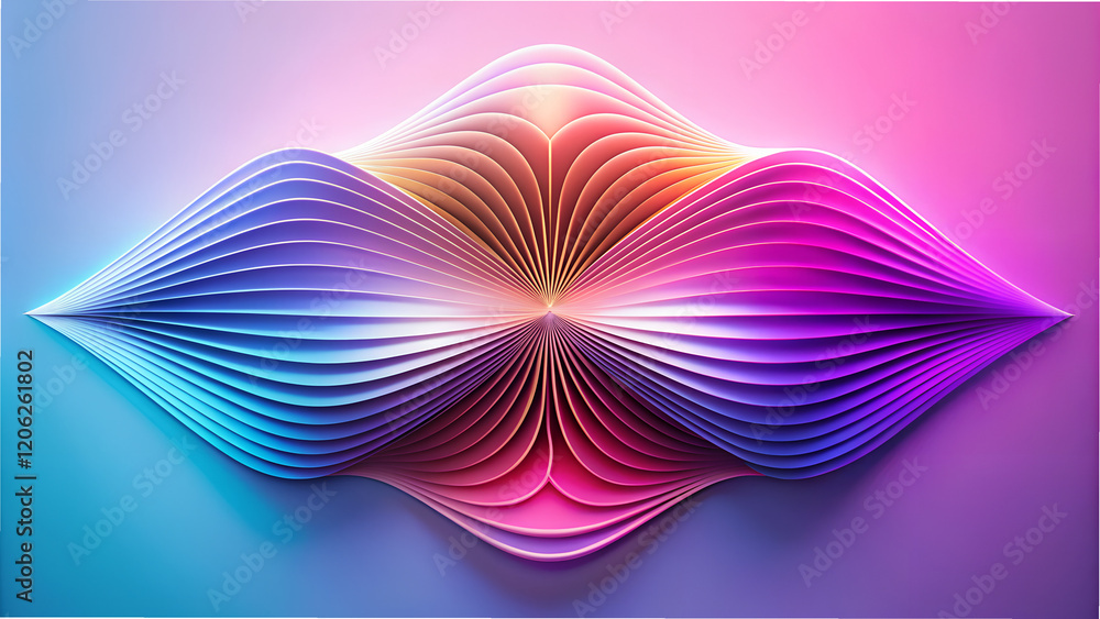 Poster exploration of colors and curves in minimalist abstract design emphasizing smooth waves in vibrant g