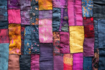 Fabric wall decor with textile collage art