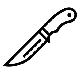 Simple kitchen knife with sharp blade and handle. Editable stroke.