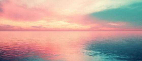 Fototapeta premium Smooth gradients and pastel shades create a tranquil seascape at sunset