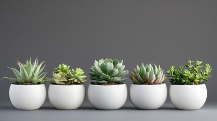 Succulent Arrangement in Modern Pots. Minimalist Home Decor