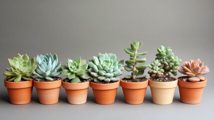 Obraz premium Succulent Collection in Terracotta Pots. Delightful Display