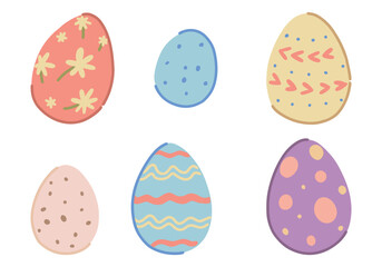 Set of Easter holiday eggs. Cartoon vector illustration isolated on white.