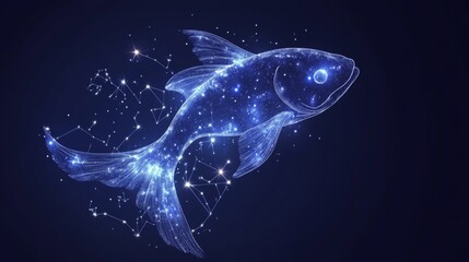Fototapeta premium Mystical Fish of the Zodiac. Glowing Celestial Design