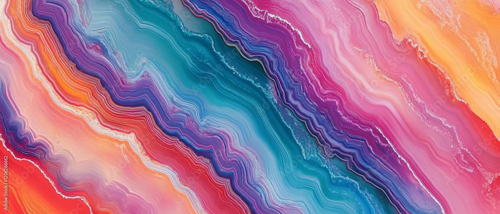 Poster banded agate texture displaying vibrant colors and intricate patterns in natural design