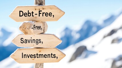 Winter financial planning concept with focus on debt free living and investments