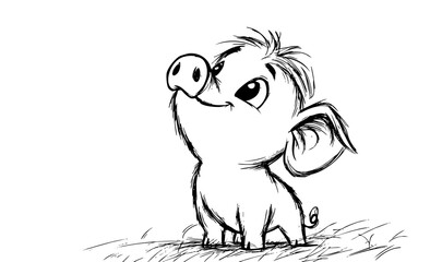 illustration of a pig, vector, no background
