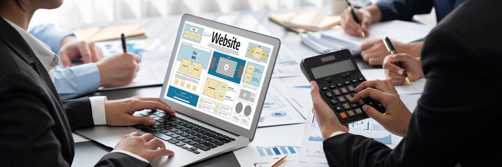 Business intelligence and data analysis concept. Analyst team working on financial data analysis...