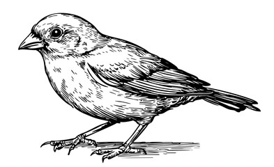  Isolated Hand-Drawn Sketch, Canary Bird Illustration with Transparent Background, High-Quality Vector