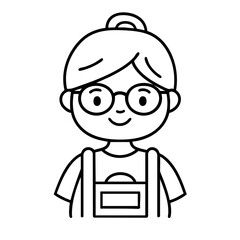 Simple Line Illustration, Animated Monochrome Person, Background-Free