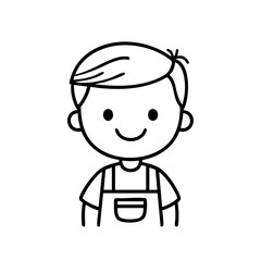 Minimalist Monochrome Cartoon Person, Line Illustration, Clear Background