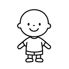 Monochrome Cartoon Person, Minimalist Line Art, no Background