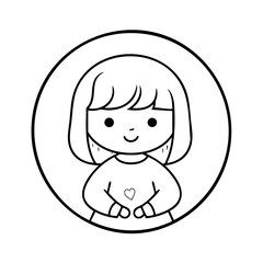 Monochrome Cartoon Person, Minimalist Line Drawing, No Background