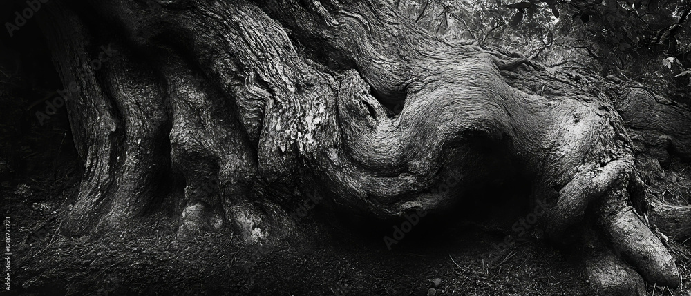 Poster ancient trees showcase intricate textures and the wisdom of nature on a forest floor