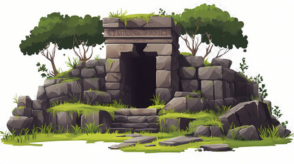 Ancient ruins scenery, isolated on transparent. Ancient Ruins. Illustration