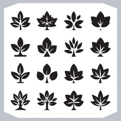 Comprehensive Set of Tree Leaf Logotype Icons Vector Illustration Silhouettes for Designers