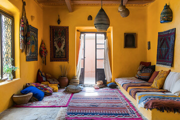 Moroccan Oasis A Cozy Bohemian Retreat with Vibrant Charm 