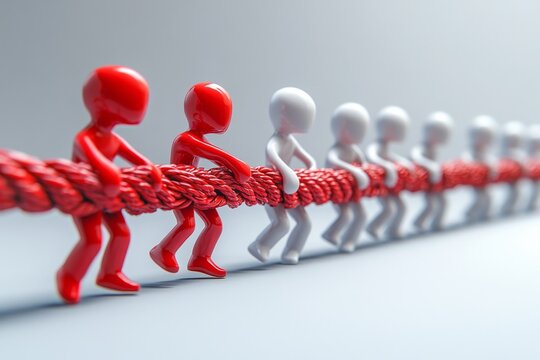 Two Powerful Leaders Pulling a Team A Tug-of-War Metaphor for Leadership, Collaboration, and Influence in Business