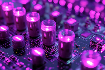 Neon Networks A Cyberpunk Circuit Board in Glowing Vibrance 