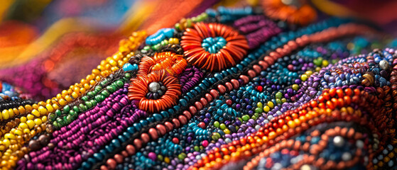 Colorful beaded jewelry featuring intricate patterns and vibrant textures