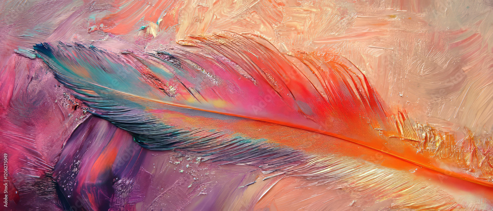 Poster vibrant textures and colors of bird feathers showcasing delicate patterns in nature