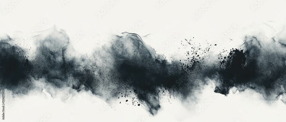 Poster black ink gradients create smooth transitions on a white background for artistic expression