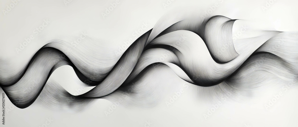 Poster flowing patterns created with black ink on smooth white paper showcase artistic expression