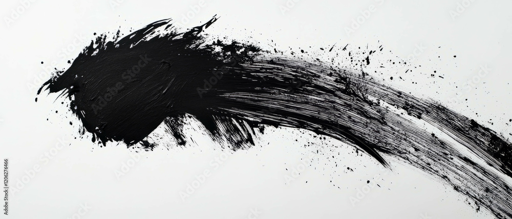 Poster brush strokes create dynamic black ink texture on white paper background