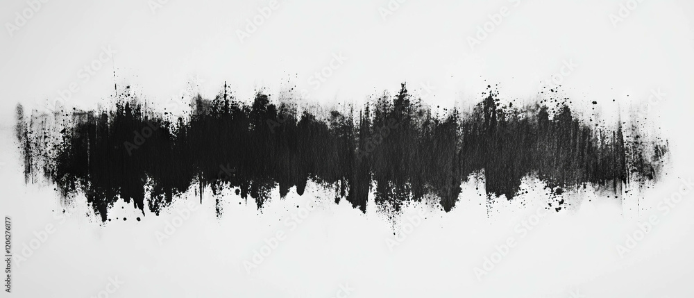 Poster black ink texture created with a sponge on white paper showcasing unique patterns and shapes