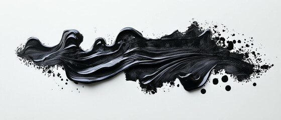 Unique black ink texture on white paper created with alcohol for artistic effects