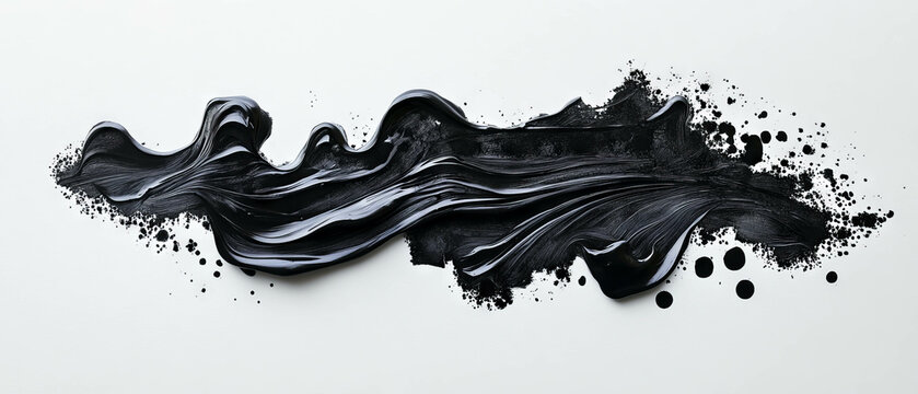 Unique black ink texture on white paper created with alcohol for artistic effects