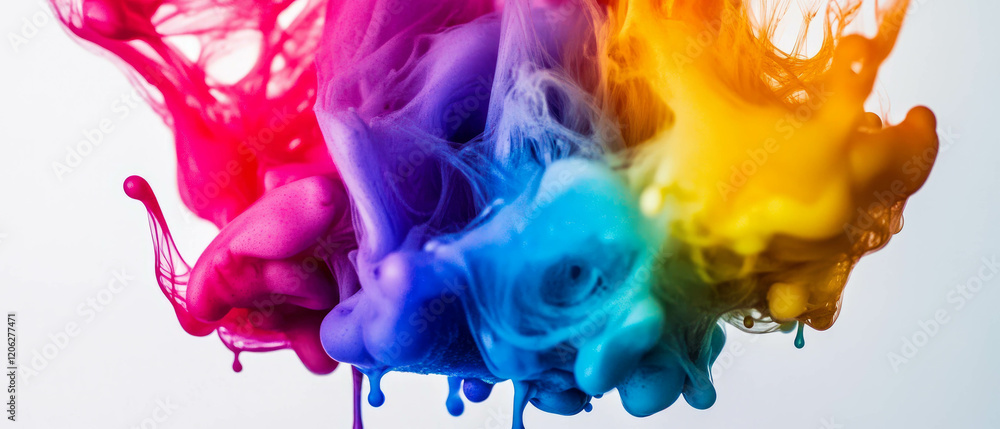 Poster Vibrant bleeding ink creating blurred edges with rich color variations in an artistic display