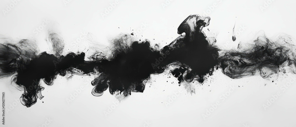 Poster blotted ink patterns creating irregular shapes and varied densities across a surface
