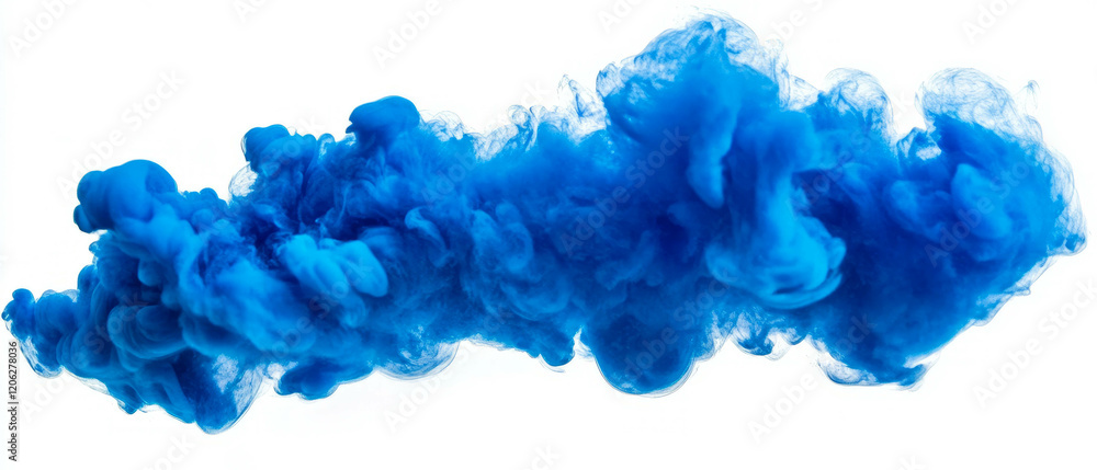 Poster flowing blue ink creating vibrant textures and dynamic forms in art