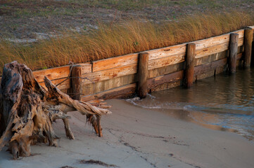Wooden battery on Arnica Bay in Lillian, Alabama USA