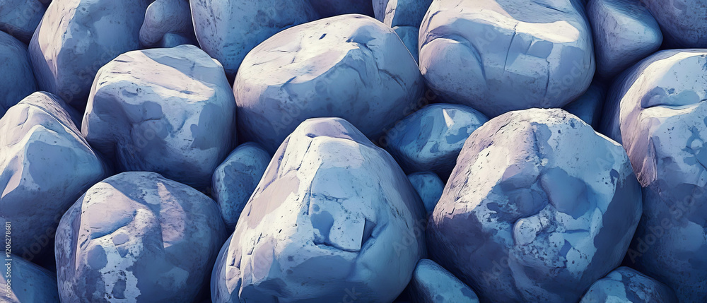Poster boulders displaying unique textures and irregular shapes in natural formations