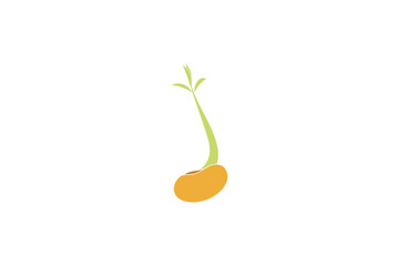 logo vector sprouting bean seed drawing. Green cartoon sprout 