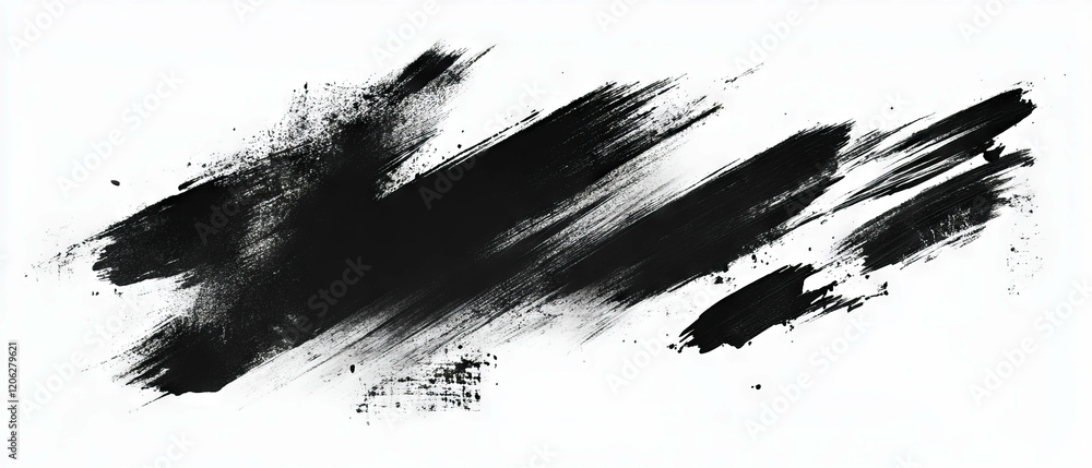 Poster brushstroke black ink patterns create textured lines on a white background