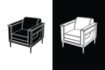 Lc2 chair icon vector on White Background ,Vector Art Illustration on white background.