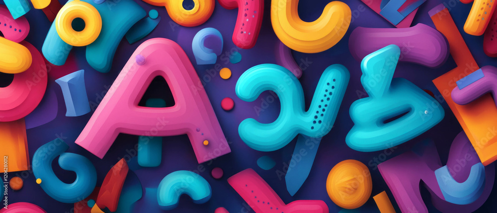 Poster colorful bubble letters and rounded shapes create a playful and vibrant display of fonts