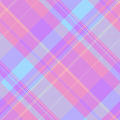 Package plaid fabric texture, model seamless textile tartan. Colourful pattern vector background check in pink and violet colors.