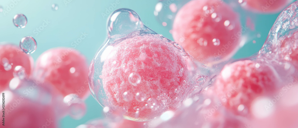 Poster bubblegum texture with mint flavoring creating a cool and refreshing experience