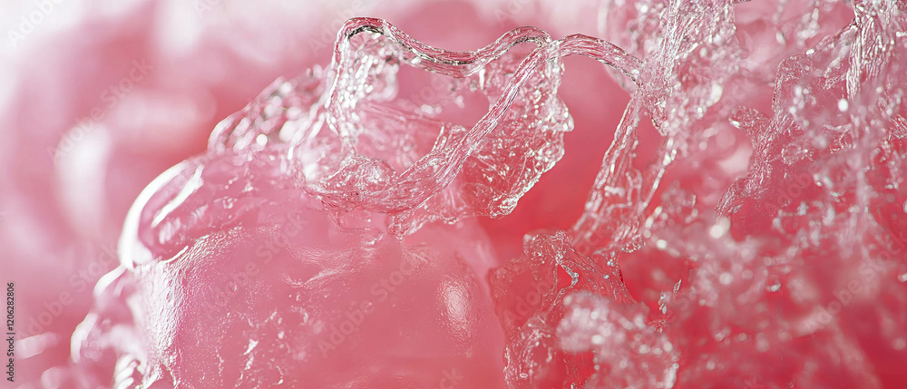 Poster exploring the unique texture of bubblegum with a wet and stringy consistency