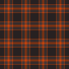 Harmony plaid pattern seamless, french vector background check. Rough texture fabric textile tartan in orange and dark colors.