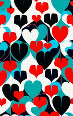 Fototapeta premium Valentine's Day card design. Illustration with oil paint. Pattern for printing on wall decorations, covers, wallpapers