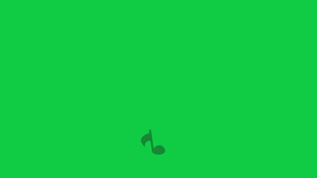 A musical note glowing on a green screen, representing creativity, sound, and expression. Perfect for futuristic, artistic, and creative projects requiring vibrant and dynamic visual themes.