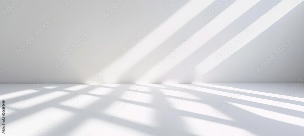 Poster abstract background of diagonal shadows on a gray wall and floor with striped light.