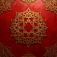 Abstract background, beautiful arabic golden pattern on a dark red background with arabic pattern, banner for Arabic American Heritage Month