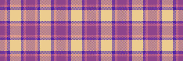 School textile texture fabric, retail pattern plaid seamless. Sketch vector check background tartan in amber and magenta colors.