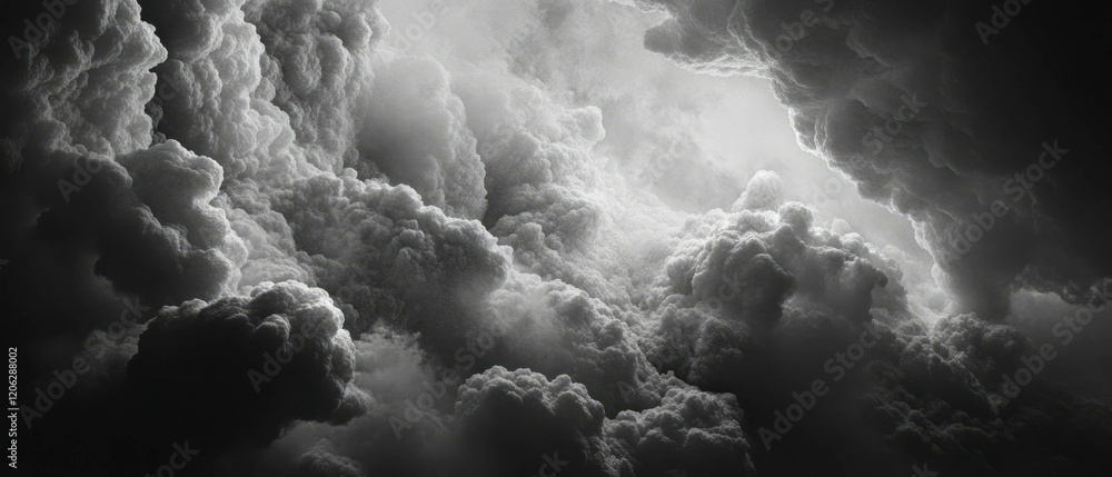 Aufkleber cloud formations display soft textures and dynamic shapes in a dramatic black and white sky
